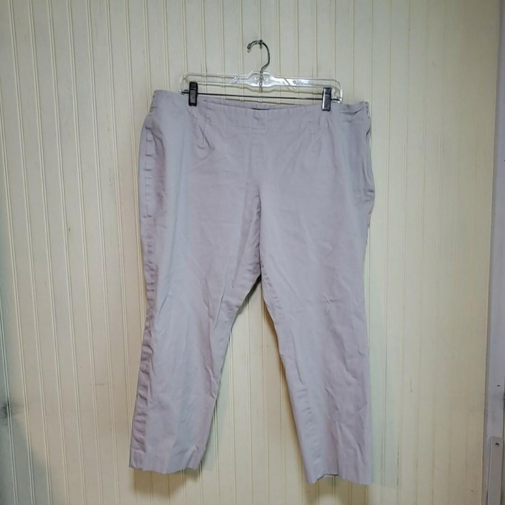 Talbots Pants Womens 18WP‎ Beige Twill Chino Flat Front Ankle Pockets Casual